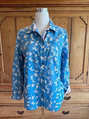 Sundance boutique Blue Floral Button-Down Shirt